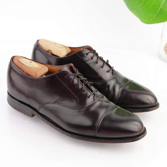 Vintage USA Cole Haan Mens Oxford Size 8.5 D Burgundy Leather Cap Toe Dress Shoe